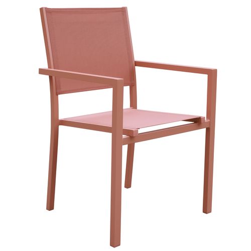 Lot De 6 Chaises En Aluminium Terracotta - Textilène Terracotta