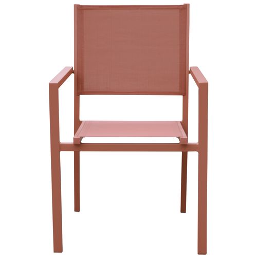 Lot De 10 Chaises En Aluminium Terracotta - Textilène Terracotta
