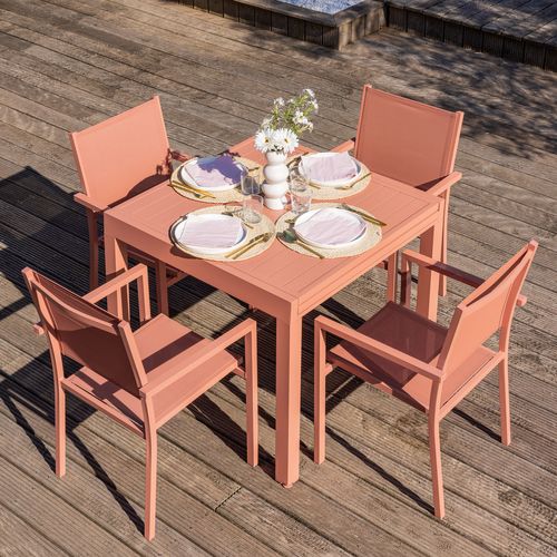 Salon De Jardin Venezia Extensible 8 Pl. Textilène Et Alu Terracotta