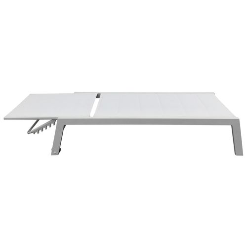 Set 2 Transats Et Table D'appoint Barbados Textilène Et Aluminium Blanc
