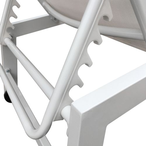 Set 2 Transats Et Table D'appoint Barbados Textilène Et Aluminium Blanc