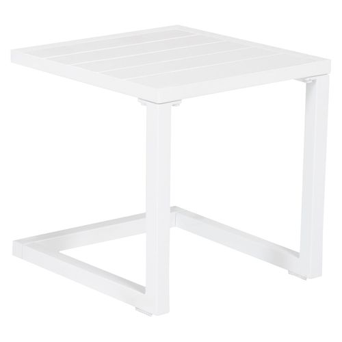 Set 2 Transats Et Table D'appoint Barbados Textilène Et Aluminium Blanc