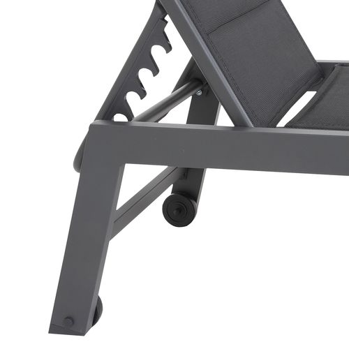 Set 2 Transats Et Table D'appoint Barbados Textilène Noir - Aluminium Gris