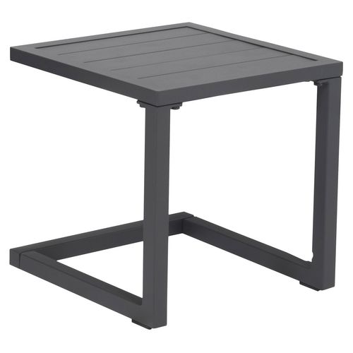 Set 2 Transats Et Table D'appoint Barbados Textilène Noir - Aluminium Gris