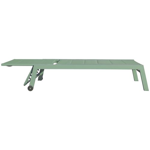 Set 2 Transats Et Table D'appoint Barbados Textilène Et Aluminium Vert Sauge