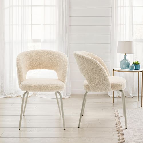 Lot De 2 Chaises En Tissu Boucle Beige Flavia