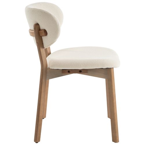 Lot De 2 Chaises En Bois Clair Et Tissu Boucle Beige Aura