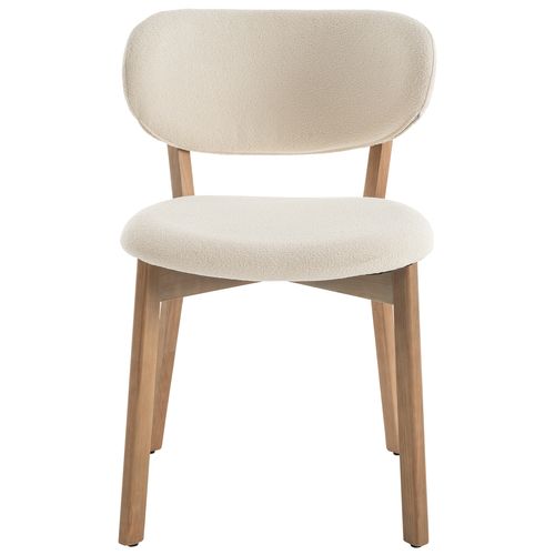 Lot De 2 Chaises En Bois Clair Et Tissu Boucle Beige Aura