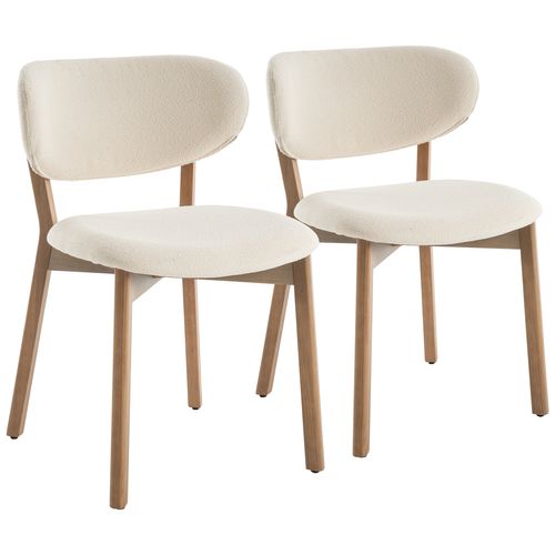 Lot De 2 Chaises En Bois Clair Et Tissu Boucle Beige Aura