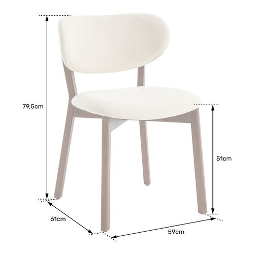 Lot De 2 Chaises En Bois Clair Et Tissu Boucle Beige Aura