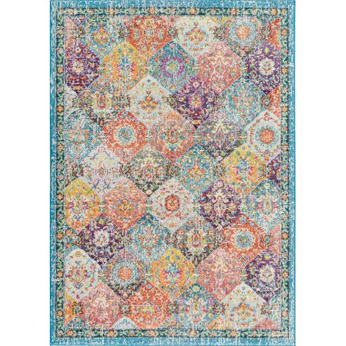 Tapis Déco Aux Coloris Flamboyants - 200 X290 Cm - Bleu