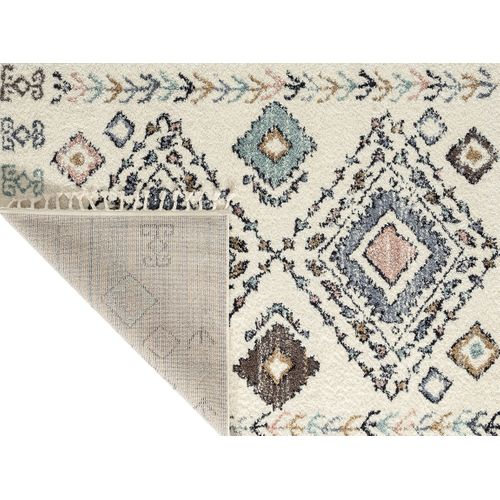 Tapis De Salon Laine Franges Crème  120x170 Cm