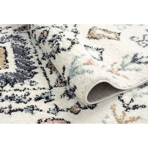 Tapis De Salon Laine Franges Crème  120x170 Cm