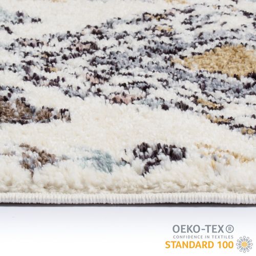 Tapis De Salon Laine Franges Crème  120x170 Cm