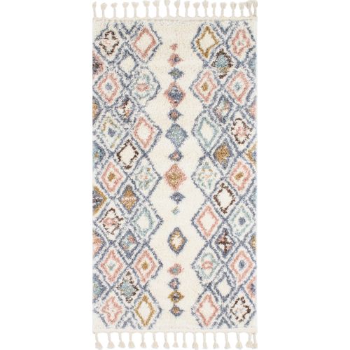 Tapis De Salon Laine Franges Crème  Polypropylène 80x150 Cm