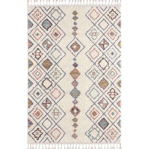 Tapis De Salon Laine Franges Crème  Polypropylène 200x290 Cm