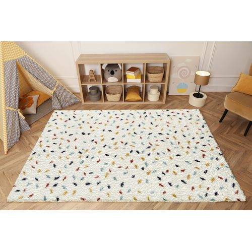 Tapis Enfants Rectangle Shaggy Motifs Confettis - Tipi - 160x230 cm - Multicolore