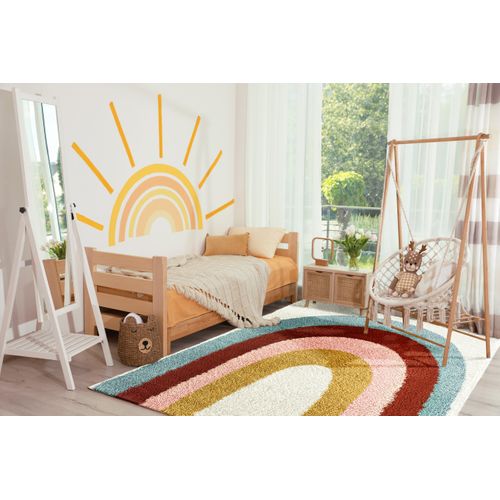 Tapis Enfants Rectangle Shaggy Motifs Mini Arc - Aquarelles - 160x230 cm - Multicolore