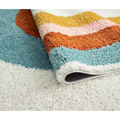 Tapis Enfants Rectangle Shaggy Motifs Mini Arc - Aquarelles - 160x230 cm - Multicolore