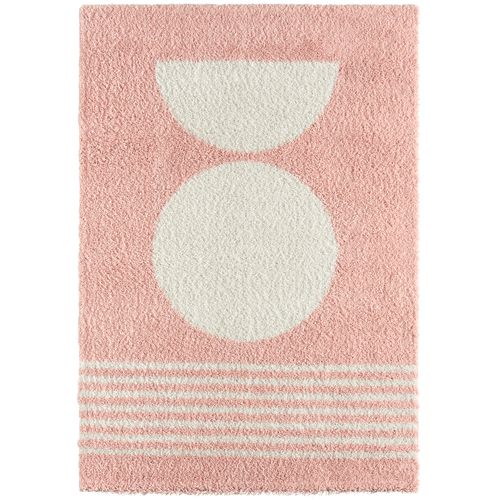 Tapis Enfants Rectangle Shaggy Motifs Géométrique - Aquarelles - 80x150 cm - Rose