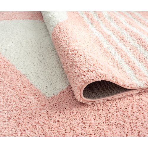 Tapis Enfants Rectangle Shaggy Motifs Géométrique - Aquarelles - 120x160 cm - Rose