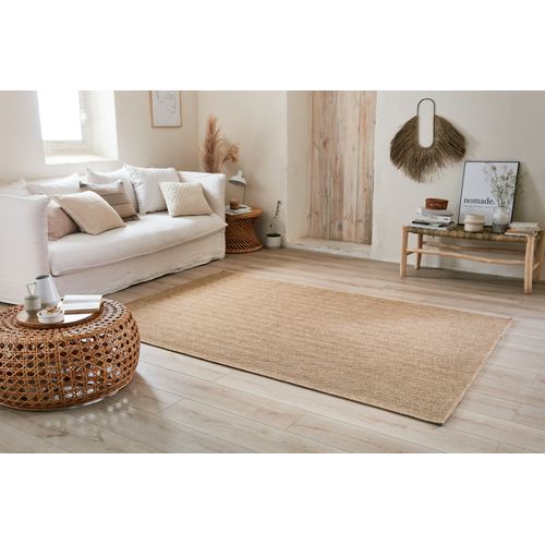 Tapis De Salon Intérieur Extérieur Rectangle Nature  Aspect Jute Beige 60x90cm