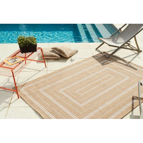 Tapis De Salon Intérieur Extérieur Rectangle Nature  Aspect Jute Blanc 60x90cm