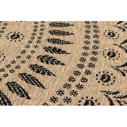 Tapis De Salon Intérieur Extérieur Rectangle Nature  Aspect Jute Noir 120x120cm