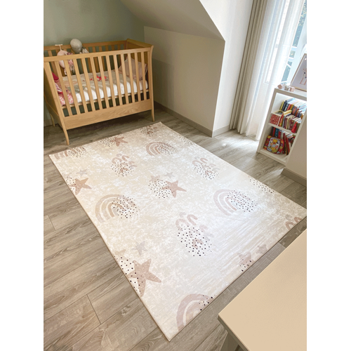 Tapis Enfant Ciel Étoilé - 160x230 Cm - Happy - Crème