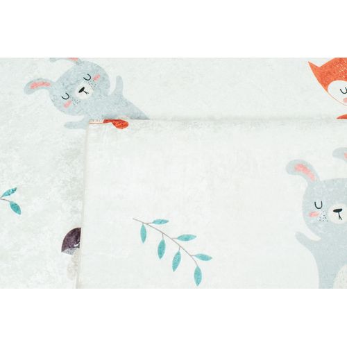 Tapis Chambre Enfant Motif Animaux - 80x150 Cm - Happy - Crème