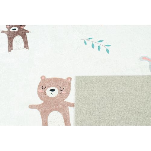 Tapis Chambre Enfant Motif Animaux - 80x150 Cm - Happy - Crème