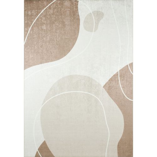 Tapis De Salon Moderne Motif Abstrait - 120x160 Cm - Grege - Beige