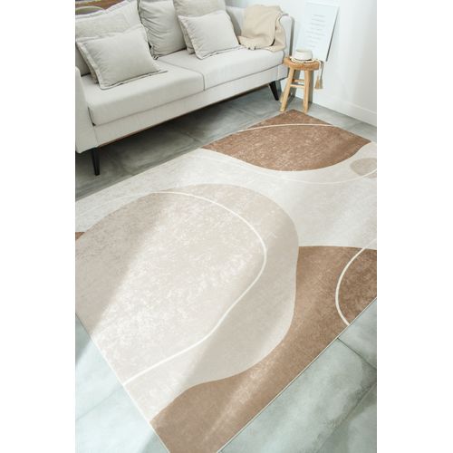 Tapis De Salon Moderne Motif Abstrait - 120x160 Cm - Grege - Beige