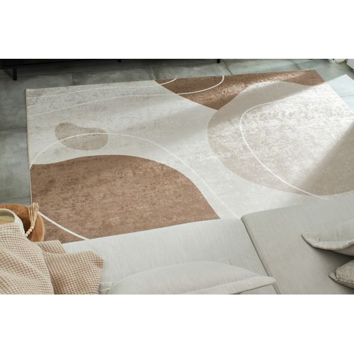 Tapis De Salon Moderne Motif Abstrait - 120x160 Cm - Grege - Beige