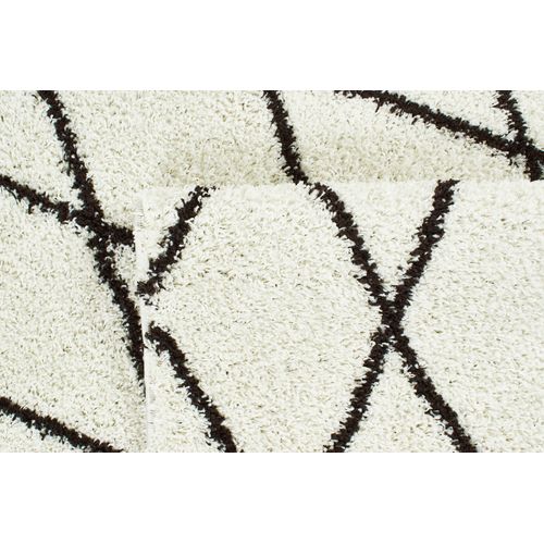 Tapis De Salon Motif Berbère Laine Artificielle Asma 80x140cm Crème