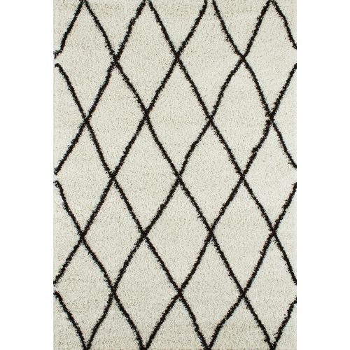 Tapis De Salon Motif Berbère Laine Artificielle Asma 80x140cm Crème