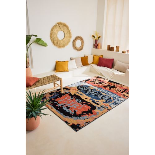 Tapis Intérieur Extérieur à Motif Abstrait Noir 190x290 Cm