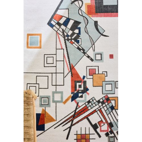 Tapis Intérieur Extérieur à Motif Cubique Bleu 190x2290 Cm