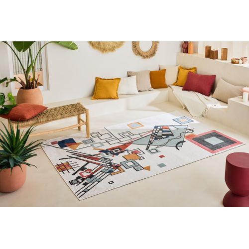 Tapis Intérieur Extérieur à Motif Cubique Bleu 190x2290 Cm