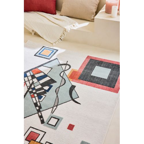 Tapis Intérieur Extérieur à Motif Cubique Bleu 190x2290 Cm