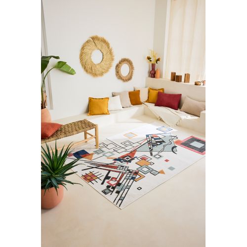 Tapis Intérieur Extérieur à Motif Cubique Bleu 190x2290 Cm