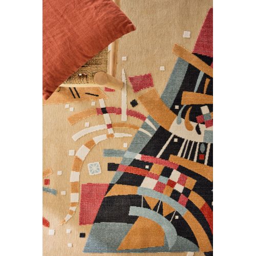 Tapis Intérieur Extérieur à Motif Cubique Beige 266x380 Cm
