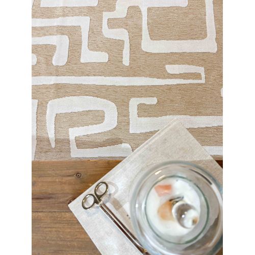 Tapis Intérieur Extérieur à Motif Labyrinthe Beige 266x380 Cm