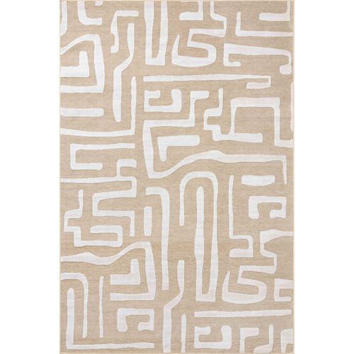 Tapis Intérieur Extérieur à Motif Labyrinthe Beige 266x380 Cm