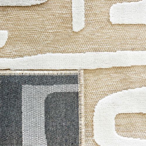 Tapis Intérieur Extérieur à Motif Labyrinthe Beige 266x380 Cm