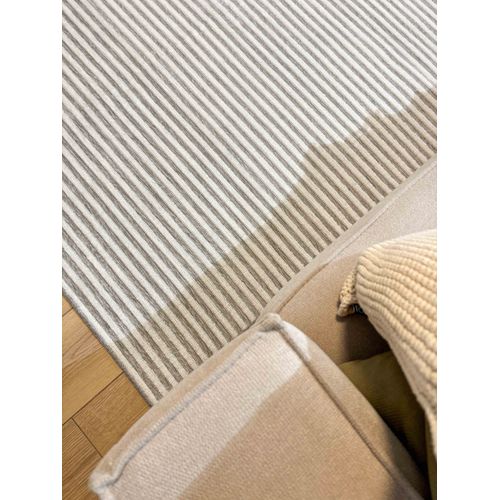 Tapis Intérieur Extérieur à Motif Rayures Grises 114x170 Cm