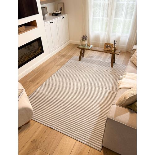 Tapis Intérieur Extérieur à Motif Rayures Grises 114x170 Cm