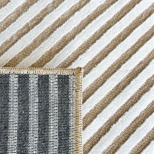 Tapis Intérieur Extérieur à Motif Rayures Beiges 190x290 Cm