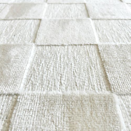 Tapis Intérieur Extérieur à Motif Damier Blanc 266x380 Cm