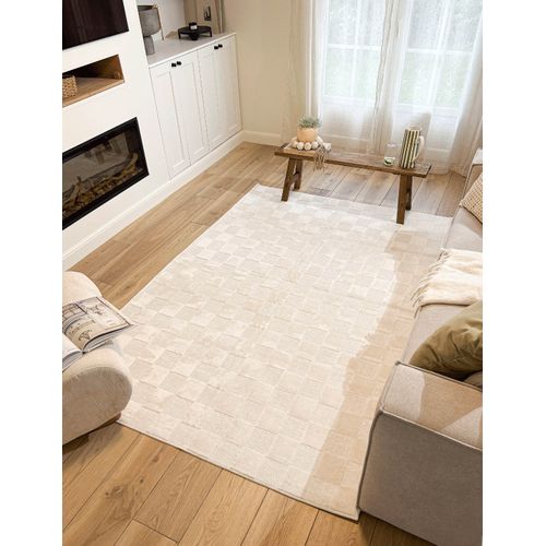 Tapis Intérieur Extérieur à Motif Damier Blanc 266x380 Cm